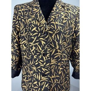 Kasper 100% Silk Black and Gold Women Blazer Size 12